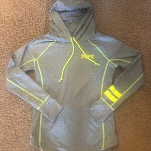 Victoria's Secret Gray Hoodie with Neon Yellow Accents
